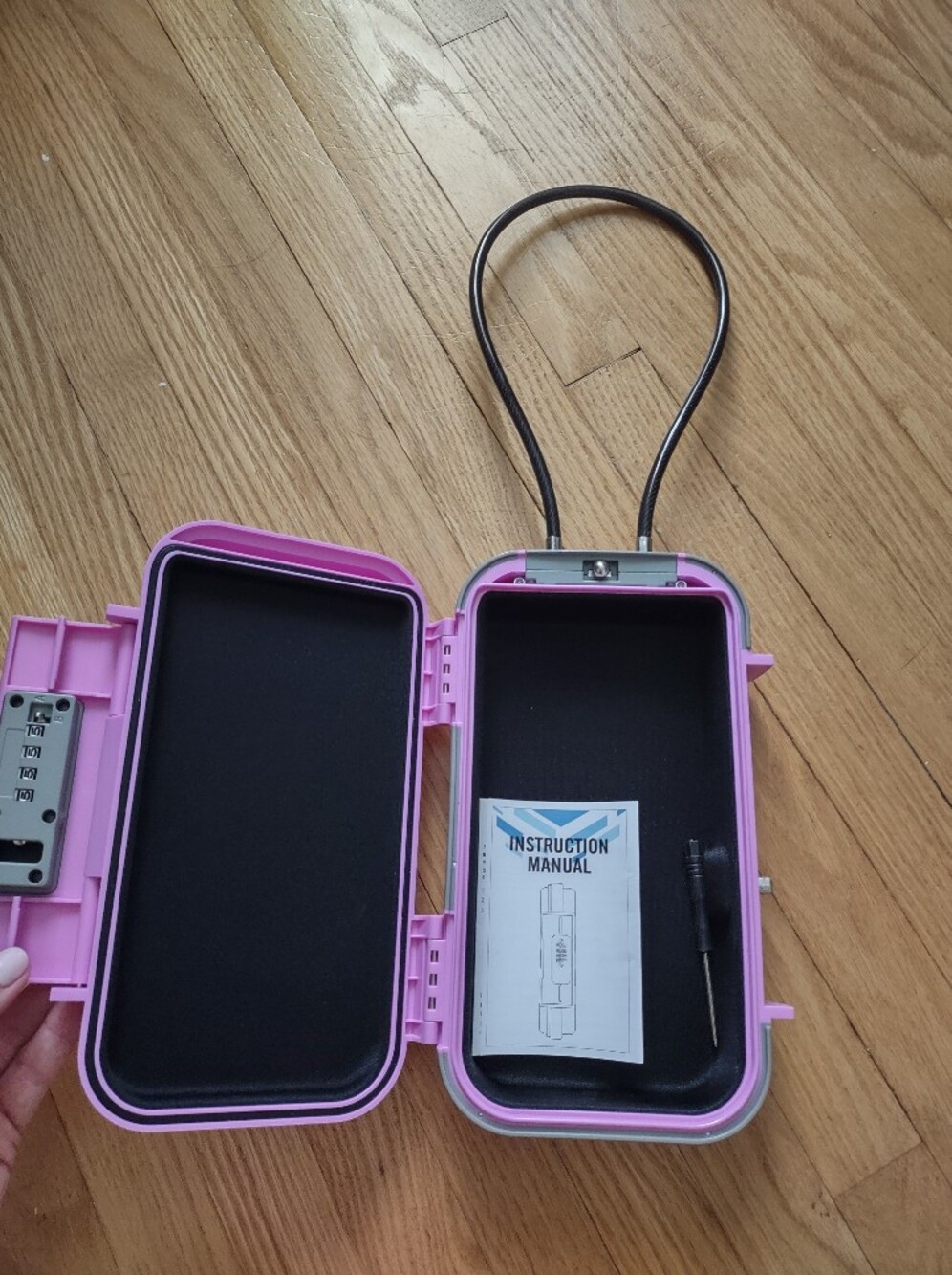 Portable Purple Locking Safe Box w/ Combination Lock & Security Cable - Picture 3 of 6